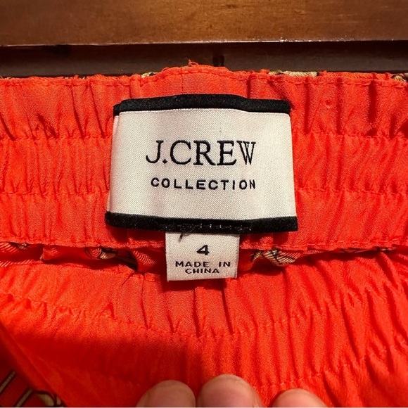 J. Crew Collection Chain Silk Pull-on Cropped Pant Size 4 Red Gold - Picture 5 of 8